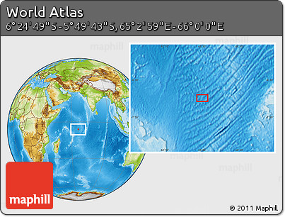 Physical Location Map of the Area around 6° 7' 16" S, 65° 31' 30" E