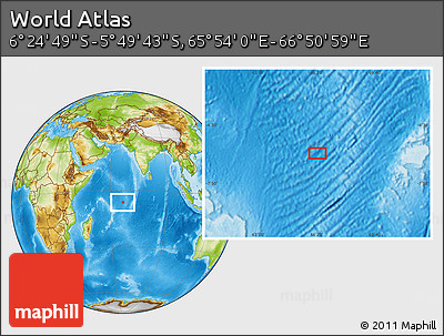 Physical Location Map of the Area around 6° 7' 16" S, 66° 22' 30" E