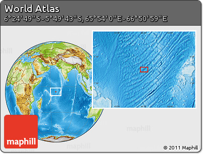 Physical Location Map of the Area around 6° 7' 16" S, 66° 22' 30" E