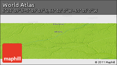 Physical Panoramic Map of the Area around 6° 7' 16" S, 66° 13' 29" W
