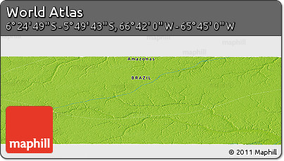 Physical Panoramic Map of the Area around 6° 7' 16" S, 66° 13' 29" W