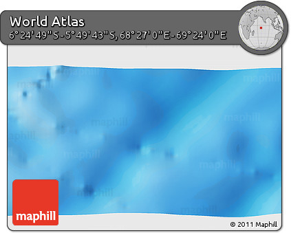 Physical 3D Map of the Area around 6° 7' 16" S, 68° 55' 30" E