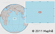 Gray Location Map of the area around 6° 7' 16" S, 69° 46' 30" E