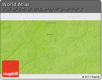 Physical 3D Map of the Area around 6° 7' 16" S, 70° 28' 29" W