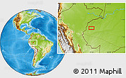 Physical Location Map of the area around 6° 7' 16" S, 72° 10' 30" W