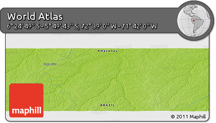 Physical Panoramic Map of the Area around 6° 7' 16" S, 72° 10' 30" W
