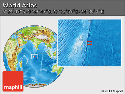 Physical Location Map of the Area around 6° 7' 16" S, 74° 1' 30" E