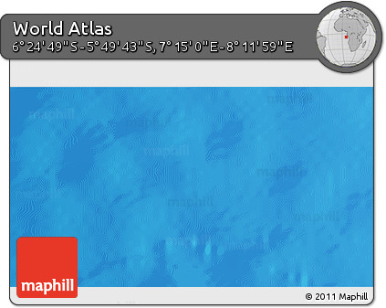 Physical 3D Map of the Area around 6° 7' 16" S, 7° 43' 29" E