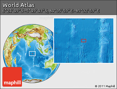 Physical Location Map of the Area around 6° 7' 16" S, 85° 4' 29" E