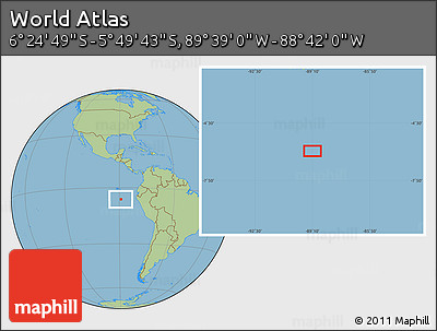 Savanna Style Location Map of the Area around 6° 7' 16" S, 89° 10' 30" W