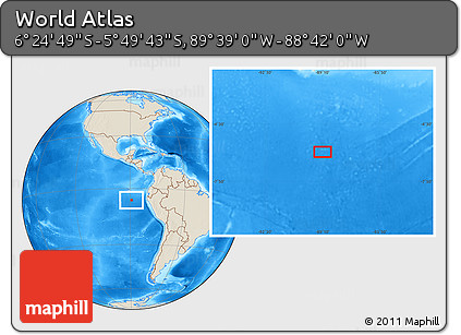 Shaded Relief Location Map of the Area around 6° 7' 16" S, 89° 10' 30" W