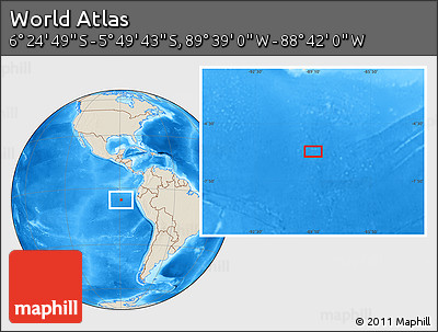 Shaded Relief Location Map of the Area around 6° 7' 16" S, 89° 10' 30" W