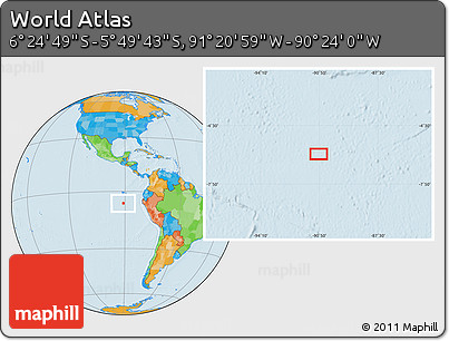 Political Location Map of the Area around 6° 7' 16" S, 90° 52' 30" W