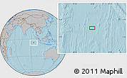 Gray Location Map of the area around 6° 7' 16" S, 94° 25' 30" E, hill shading