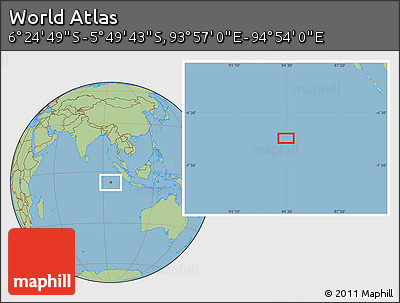 Savanna Style Location Map of the Area around 6° 7' 16" S, 94° 25' 30" E