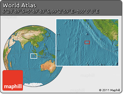 Satellite Location Map of the Area around 6° 7' 16" S, 99° 31' 30" E