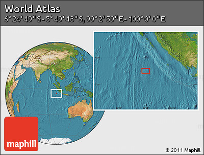 Satellite Location Map of the Area around 6° 7' 16" S, 99° 31' 30" E