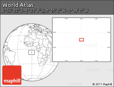 Blank Location Map of the Area around 6° 38' 39" S, 0° 46' 30" W