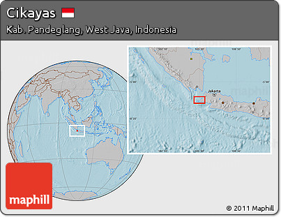 Gray Location Map of Cikayas, hill shading