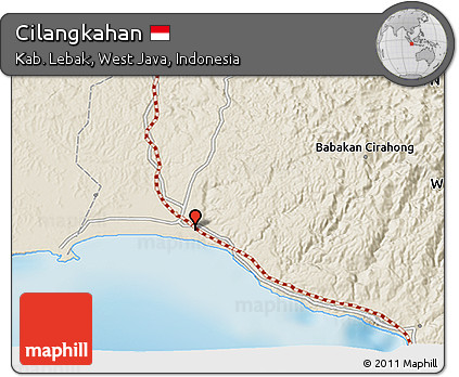 Shaded Relief 3D Map of Cilangkahan