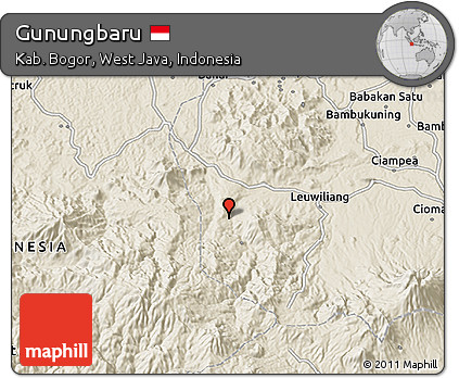 Shaded Relief 3D Map of Gunungbaru