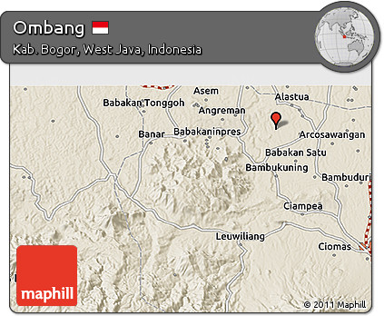 Shaded Relief 3D Map of Ombang
