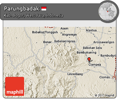 Shaded Relief 3D Map of Parungbadak