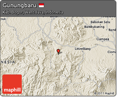 Shaded Relief 3D Map of Gunungbaru