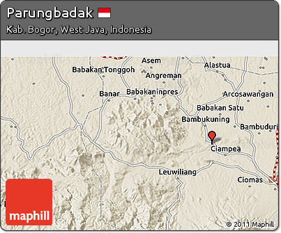 Shaded Relief 3D Map of Parungbadak