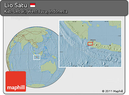 Savanna Style Location Map of Lio Satu, hill shading