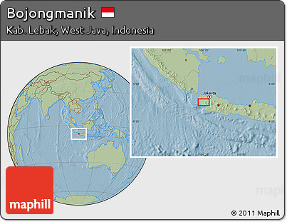 Savanna Style Location Map of Bojongmanik, hill shading
