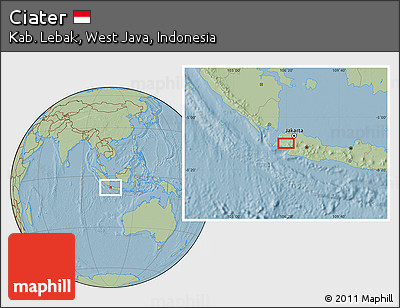 Savanna Style Location Map of Ciater, hill shading