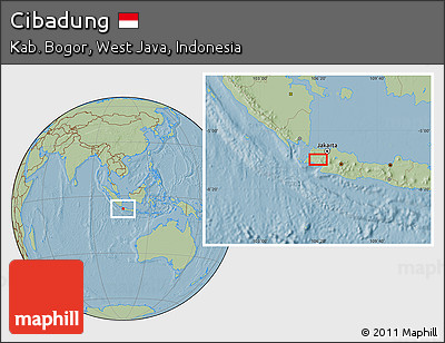 Savanna Style Location Map of Cibadung, hill shading