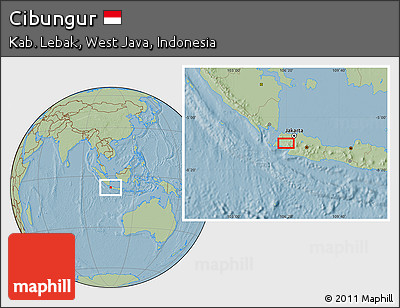 Savanna Style Location Map of Cibungur, hill shading