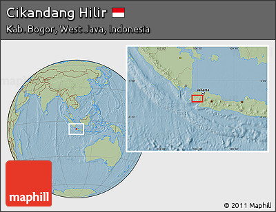 Savanna Style Location Map of Cikandang Hilir, hill shading