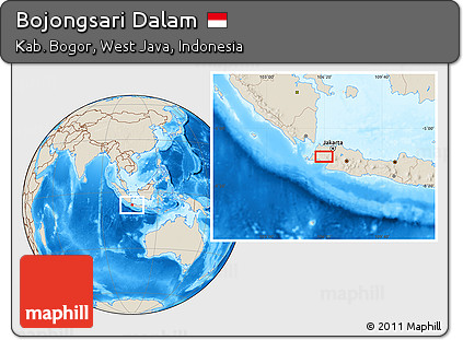 Shaded Relief Location Map of Bojongsari Dalam