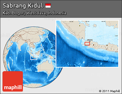Shaded Relief Location Map of Sabrang Kidul
