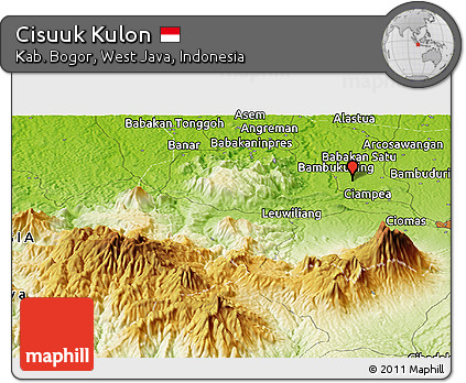 Physical Panoramic Map of Cisuuk Kulon