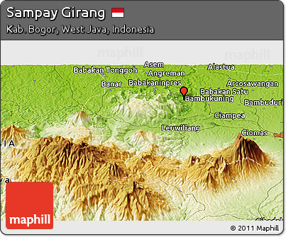 Physical Panoramic Map of Sampay Girang