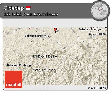 Shaded Relief Panoramic Map of Cidadap