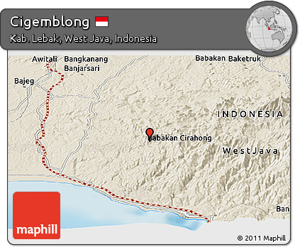 Shaded Relief Panoramic Map of Cigemblong