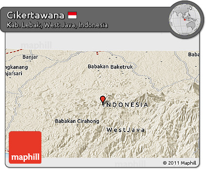 Shaded Relief Panoramic Map of Cikertawana