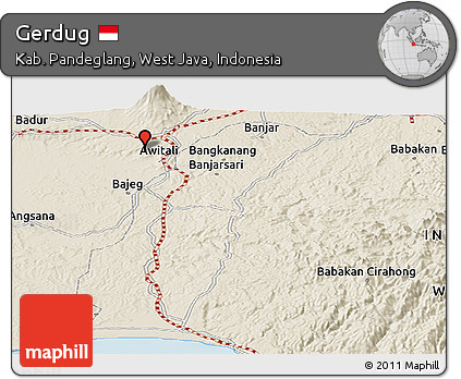 Shaded Relief Panoramic Map of Gerdug