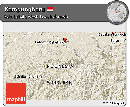 Shaded Relief Panoramic Map of Kampungbaru