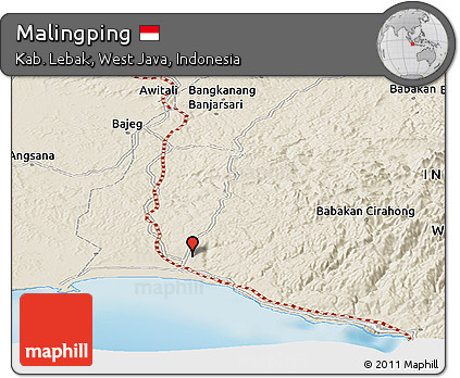 Shaded Relief Panoramic Map of Malingping