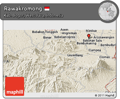 Shaded Relief Panoramic Map of Rawakromong