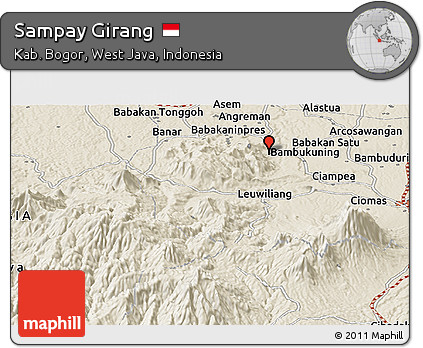 Shaded Relief Panoramic Map of Sampay Girang
