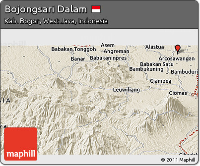 Shaded Relief Panoramic Map of Bojongsari Dalam