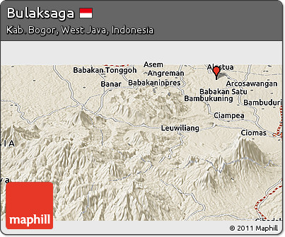 Shaded Relief Panoramic Map of Bulaksaga