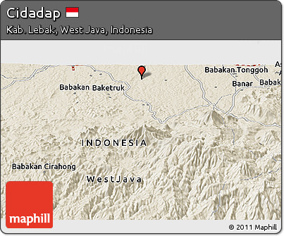 Shaded Relief Panoramic Map of Cidadap